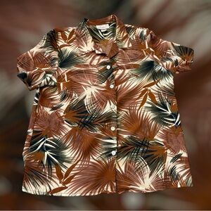 Tropical Palm Print Men's Casual Button Down Shirt